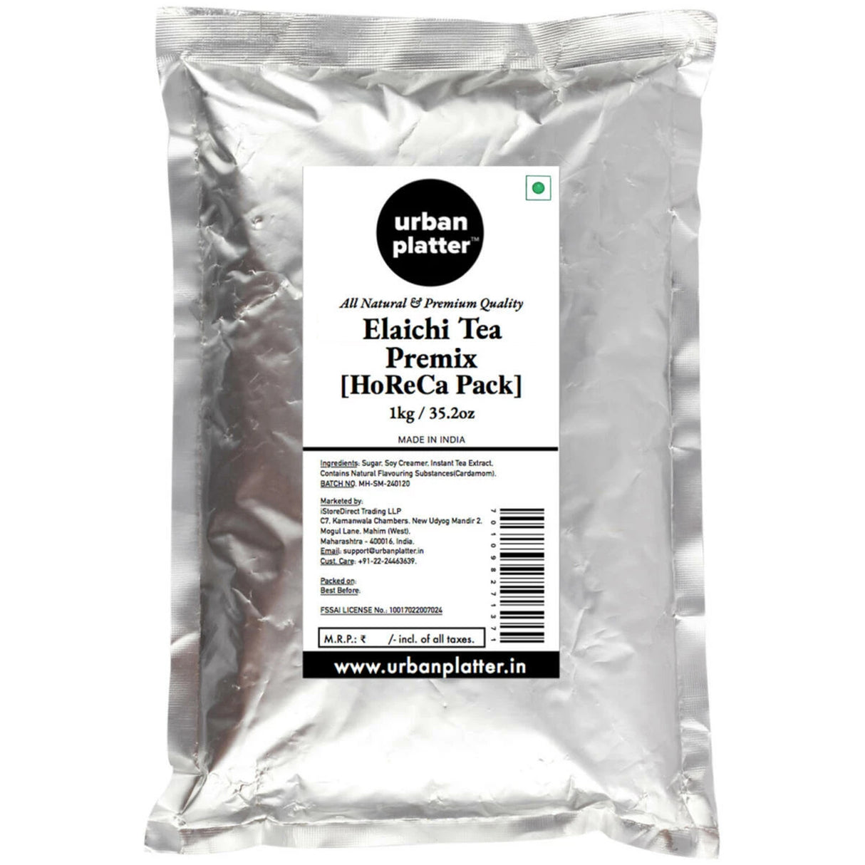 Urban Platter Tea Premix HoReCa/ Bulk Pack, Elaichi Chai, 1Kg / 35.27oz [Just Add Water, Cardamom Tea, Dairy-Free Instant Tea]