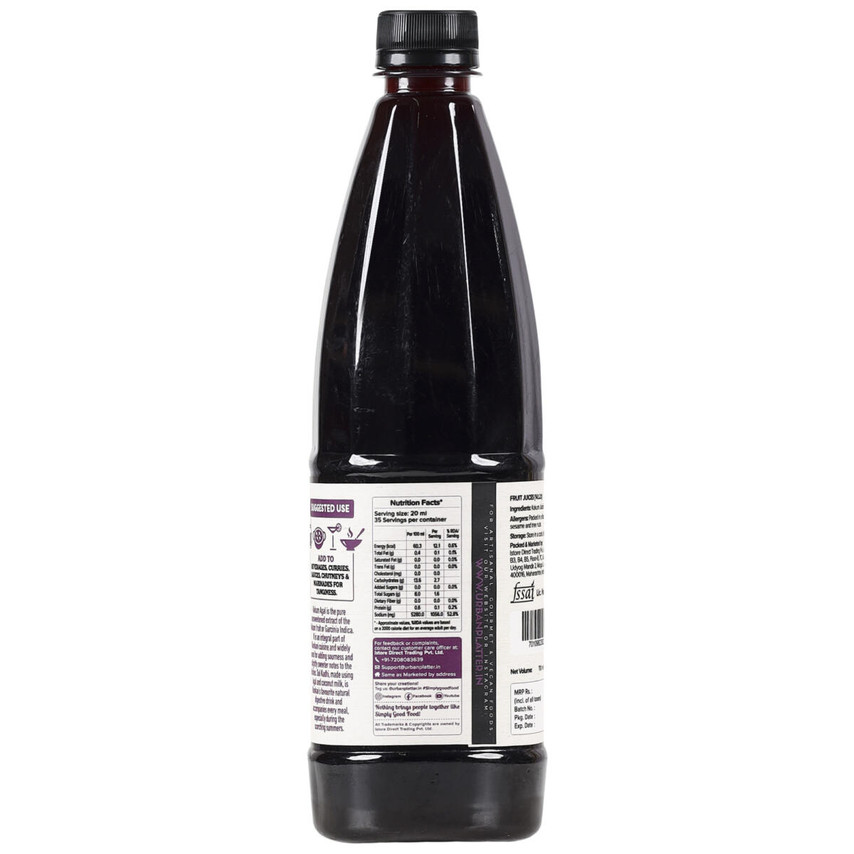 Urban Platter Kokum Juice (Agal), 700ml [All-natural, Flavourful & Salty]