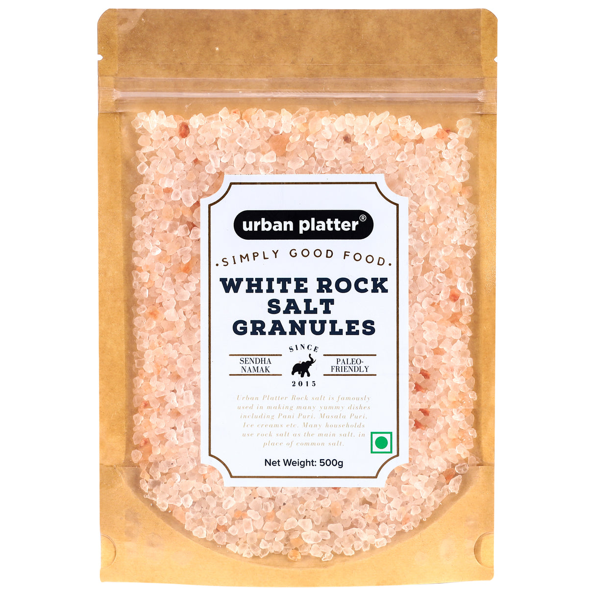 Urban Platter Whole White Rock Salt (Sendha Namak) Granules, 500g