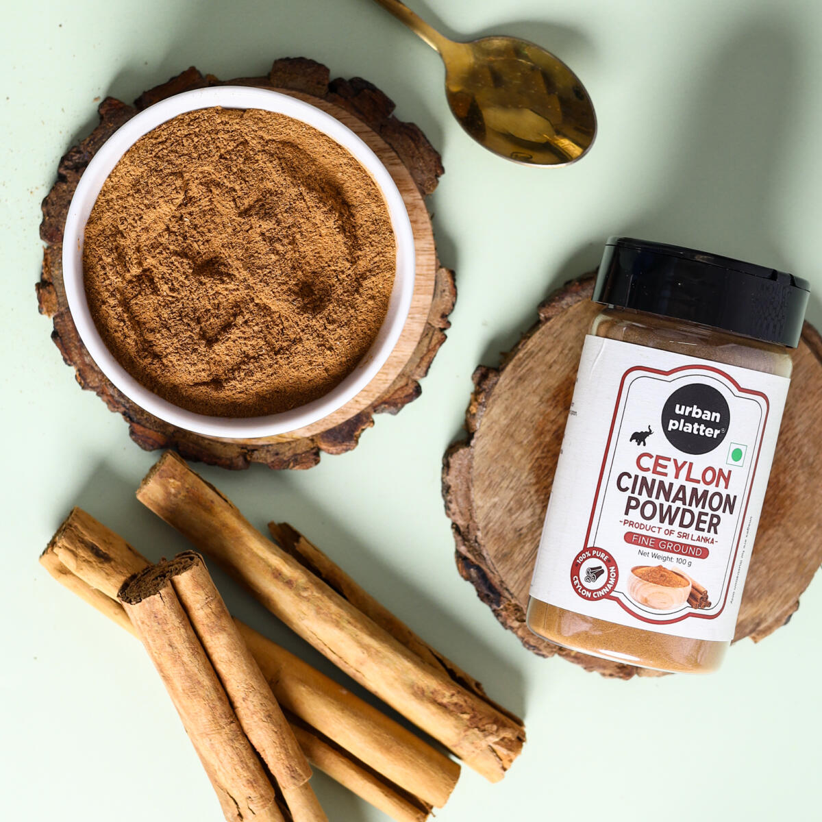 Urban Platter Ceylon Cinnamon Powder, 100g (Product of Sri Lanka, Fine Ground, Dalchini, Add it to baked goods, beverages, savoury foods, desserts)