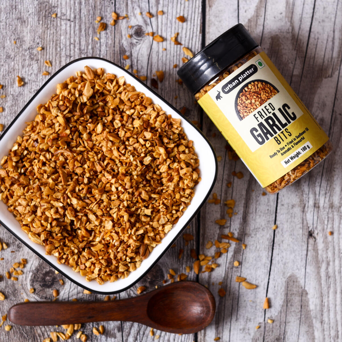 Urban Platter Fried Garlic Bits, 100g (Ready to Use, Fried in Sunflower Oil, Use in curries, sauted Veggies, soups and Dipping sauces)