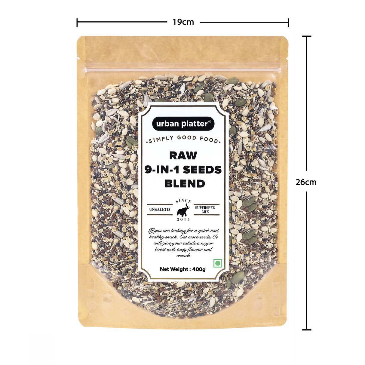 Urban Platter 9-in-1 Raw Seeds Blend, 400g