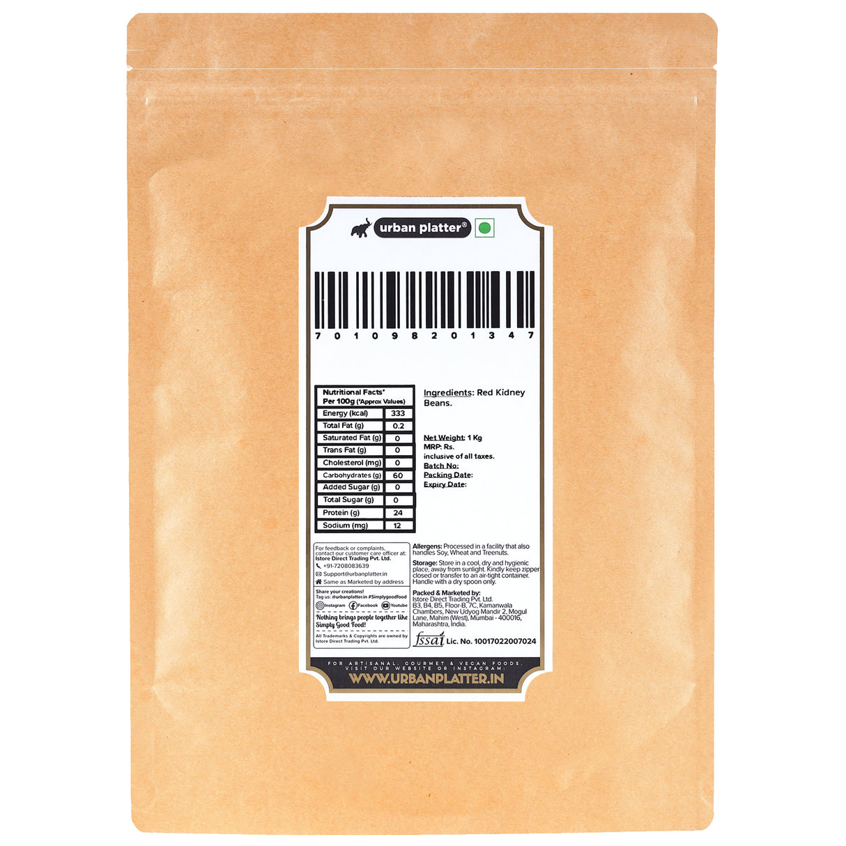 Urban Platter Red Kidney Beans (Rajma), 1Kg