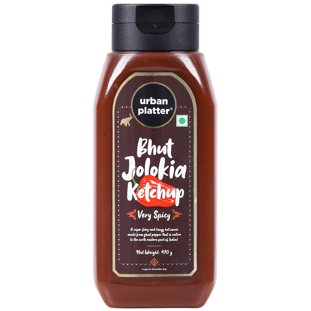 Urban Platter Bhut Jolokia Ketchup, 470 grams (Extremely Hot | Enjoy with Fries, Burgers and Appetizers | Ghost Pepper Hot Ketchup)