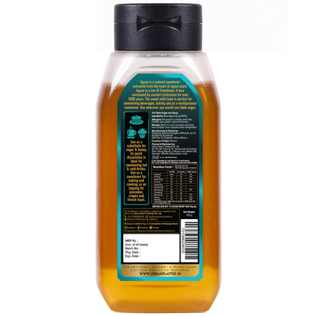 Urban Platter Mexican Blue Agave Syrup, 500g (Plant-Based Sweetener | Low Glycemic Index | Additive-Free)