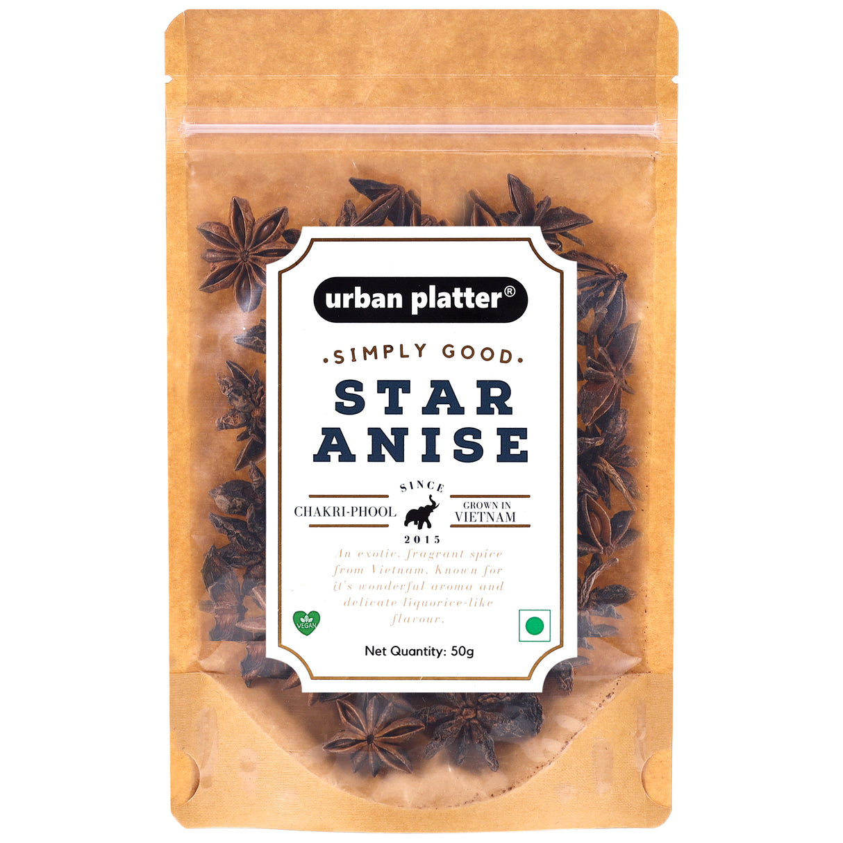 Urban Platter Asian Star Anise (Chakri Phool), 50g (Premium Quality, Highly Aromatic, Imported from Vietnam)