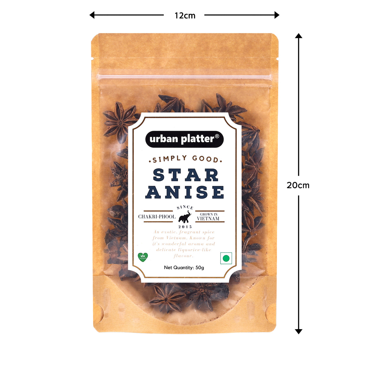 Urban Platter Asian Star Anise (Chakri Phool), 50g (Premium Quality, Highly Aromatic, Imported from Vietnam)