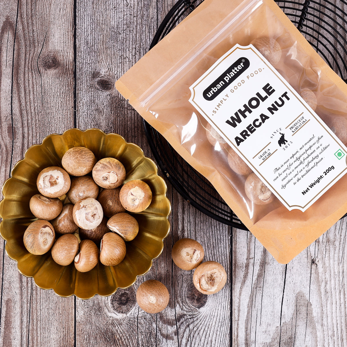 Urban Platter Whole Areca Nut (Supari or Betel Nut), 200g
