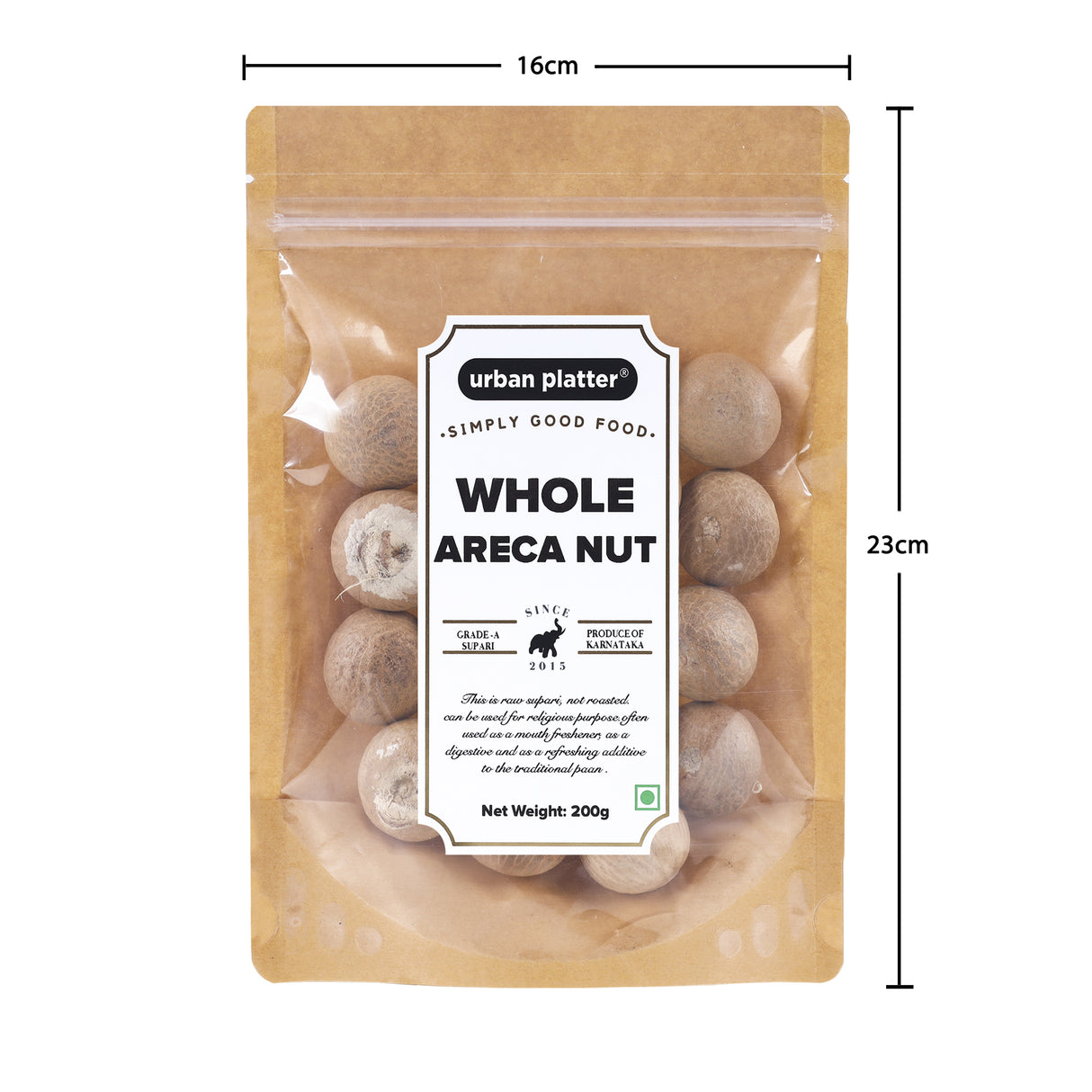 Urban Platter Whole Areca Nut (Supari or Betel Nut), 200g
