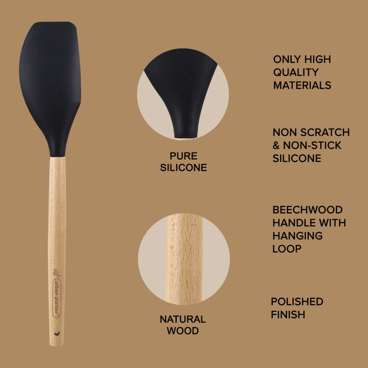 Urban Platter Non-Stick Silicone Spatula with Wooden Handle for Cooking,Pastry for Cake Mixer, Baking and Glazing [Easy to Clean, Perfect for Non-stick Utensils, Heat-Resistant]