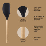 Urban Platter Non-Stick Silicone Spatula with Wooden Handle for Cooking,Pastry for Cake Mixer, Baking and Glazing [Easy to Clean, Perfect for Non-stick Utensils, Heat-Resistant]