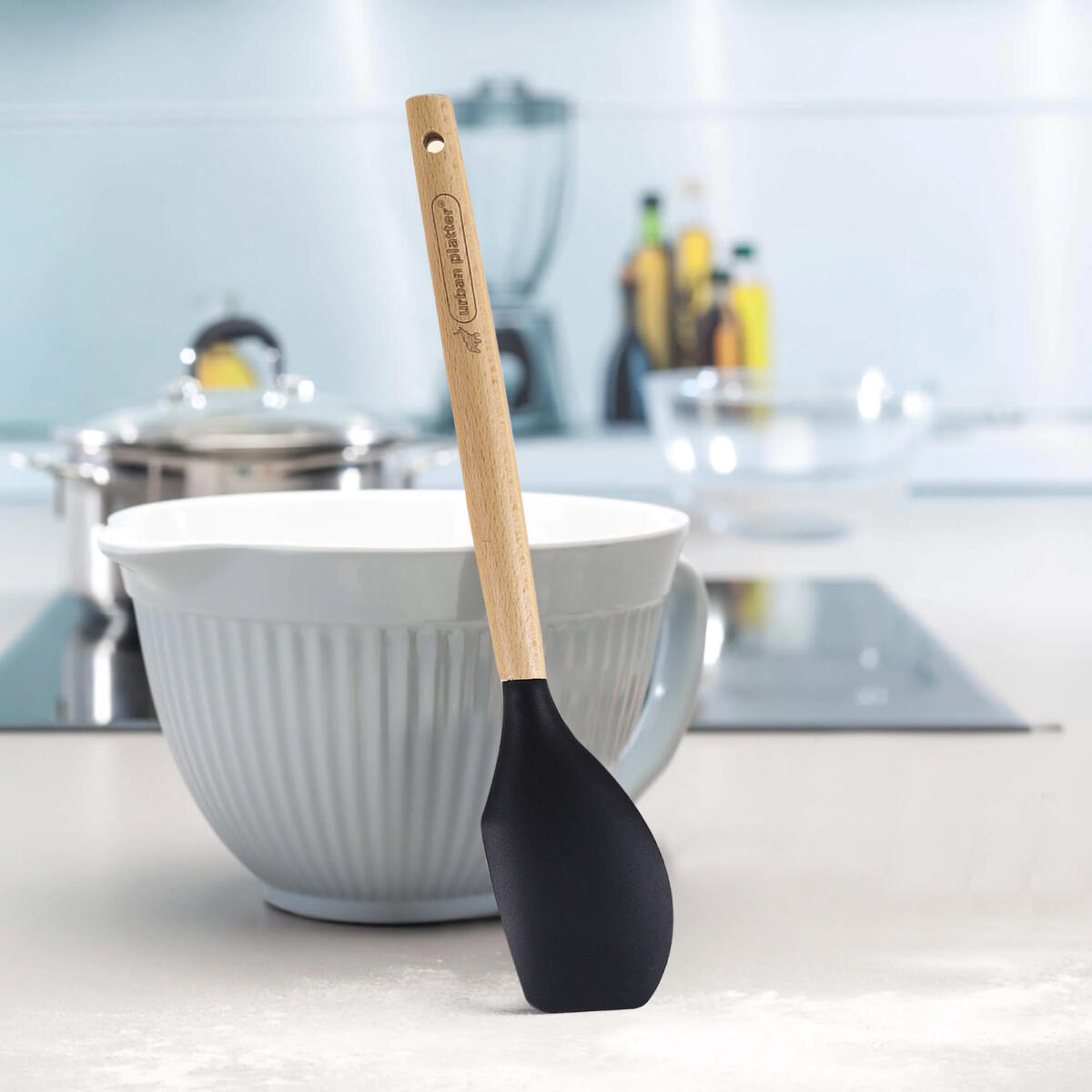 Urban Platter Non-Stick Silicone Spatula with Wooden Handle for Cooking,Pastry for Cake Mixer, Baking and Glazing [Easy to Clean, Perfect for Non-stick Utensils, Heat-Resistant]