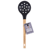 Urban Platter Silicone Kitchen Utensil Silicone Slotted Skimmer Strainer Spoon With Wooden Handle [Ideal For Straning Pasta, Easy to Clean, Perfect for Non-stick Utensils, Heat-Resistant]