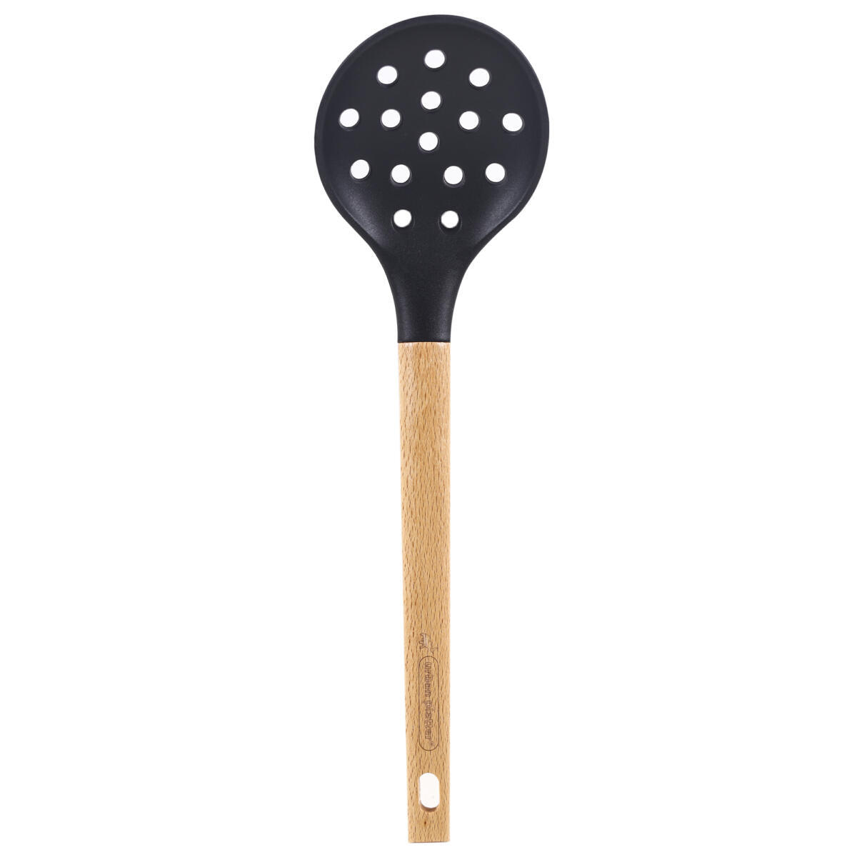 Urban Platter Silicone Kitchen Utensil Silicone Slotted Skimmer Strainer Spoon With Wooden Handle [Ideal For Straning Pasta, Easy to Clean, Perfect for Non-stick Utensils, Heat-Resistant]