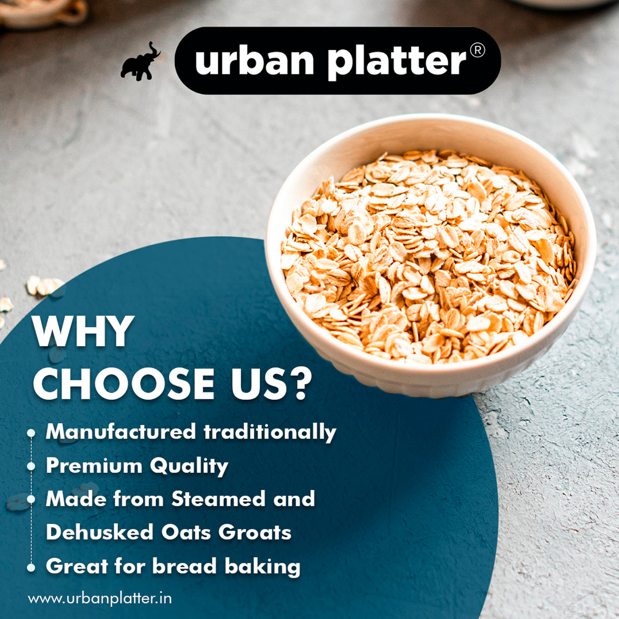 Urban Platter Rolled Oats, (100% Whole Grain | High-fibre | High-Protein)