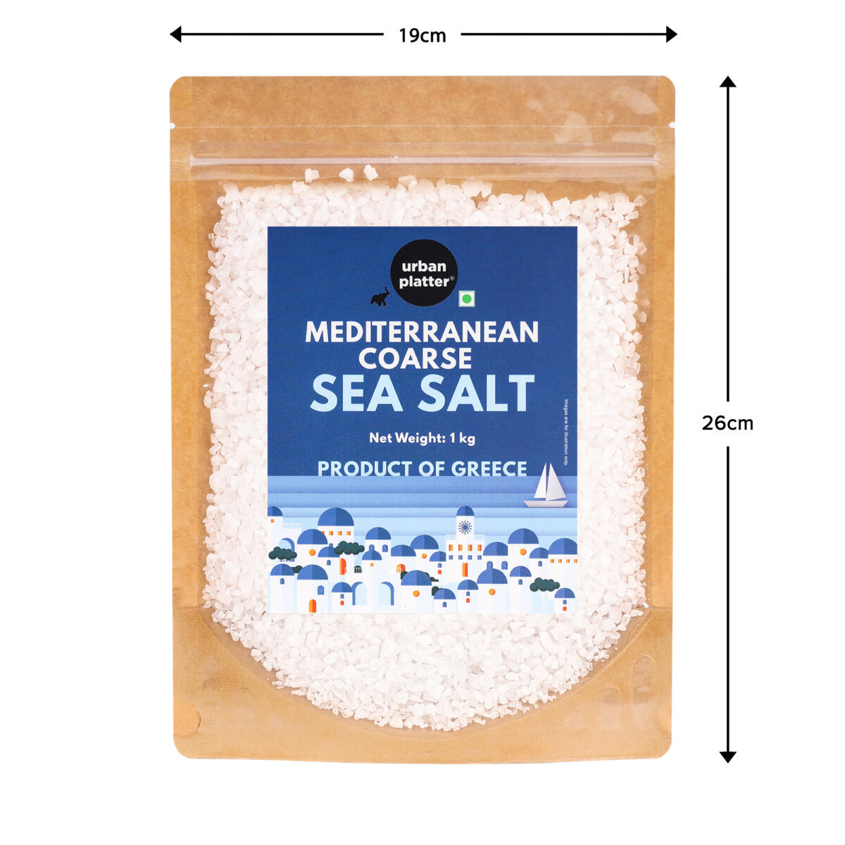 Urban Platter Mediterranean Coarse Sea Salt, 1Kg [Product of Greece, Sun-dried, Perfect for Seasoning & A Great Finishing Salt]