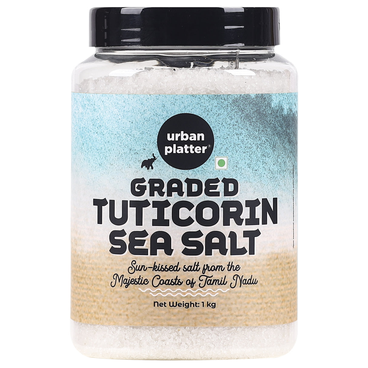 Urban Platter Graded Tuticorin Sea Salt Crystals Shaker Jar, 1Kg / 35.2oz [All Natural, Premium Quality, Finishing Salt]