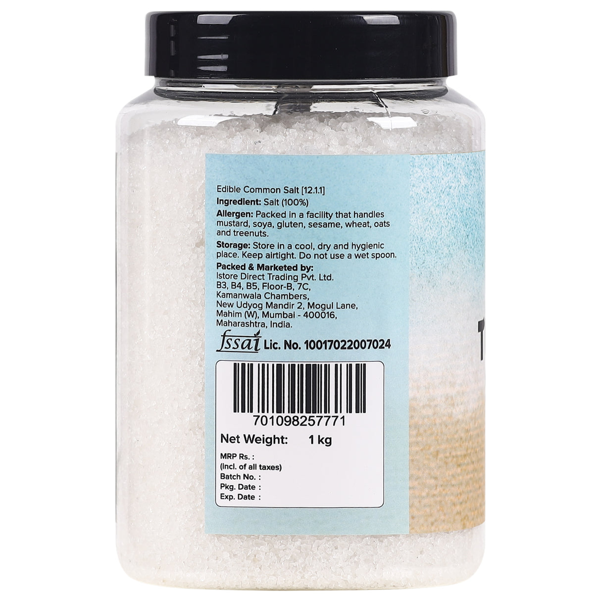 Urban Platter Graded Tuticorin Sea Salt Crystals Shaker Jar, 1Kg / 35.2oz [All Natural, Premium Quality, Finishing Salt]