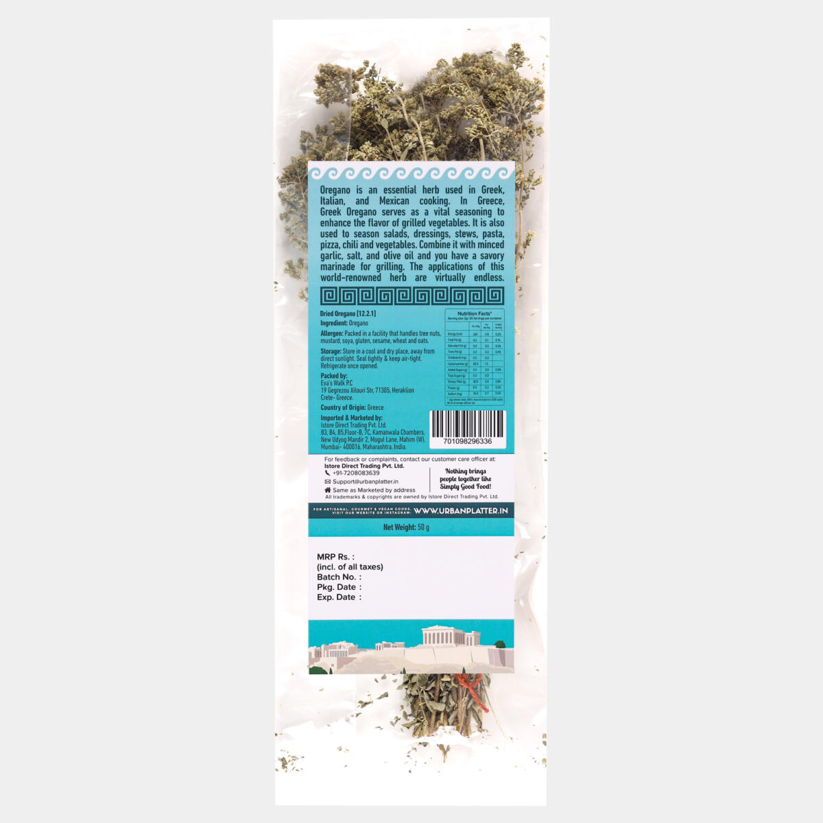 Urban Platter 100% Wild Greek Mountain Dried Oregano Whole Bunch, 50g [Product Of Greece, Unique & Pleasant Aroma, Flavour Enhancer, Carefully Hand-picked]