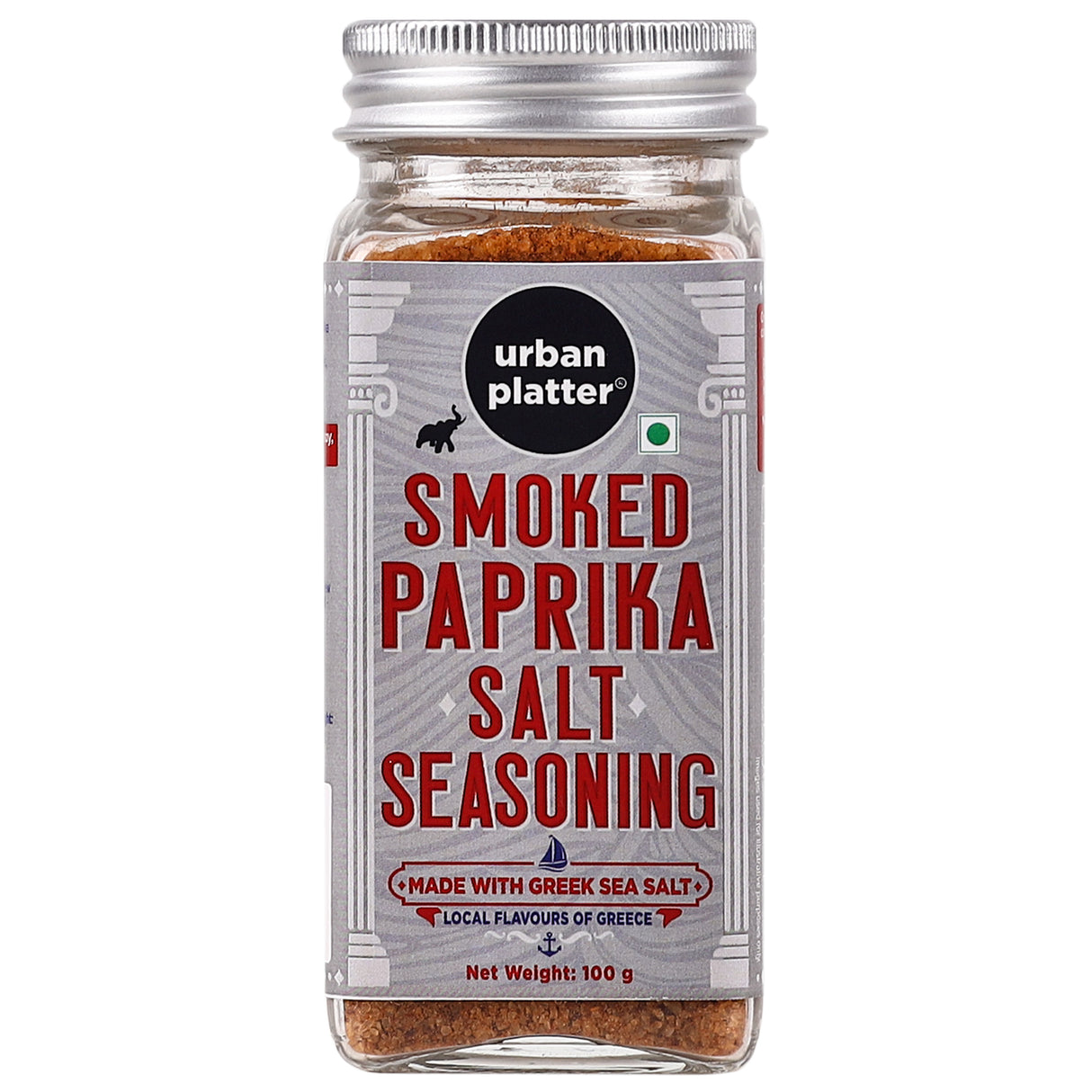 Urban Platter Smoked Paprika Salt Seasoning, 100g (Product of Greece, Made from Greek Sea Salt, Naturally Cold Smoked, Season Vegetables)