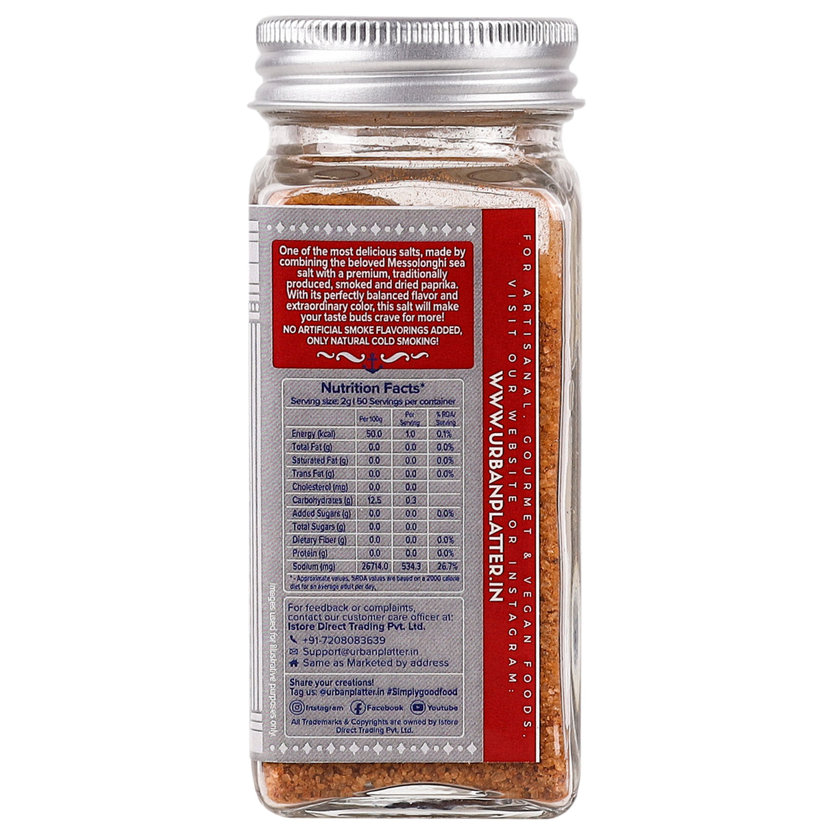 Urban Platter Smoked Paprika Salt Seasoning, (Product of Greece, Made from Greek Sea Salt, Naturally Cold Smoked, Season Vegetables)