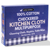 Urban Platter Multi-Purpose Cotton Checks Kitchen Cleaning Cloth, Napkin, Table Wipe - 15x15 Inch, (Pack of 12)