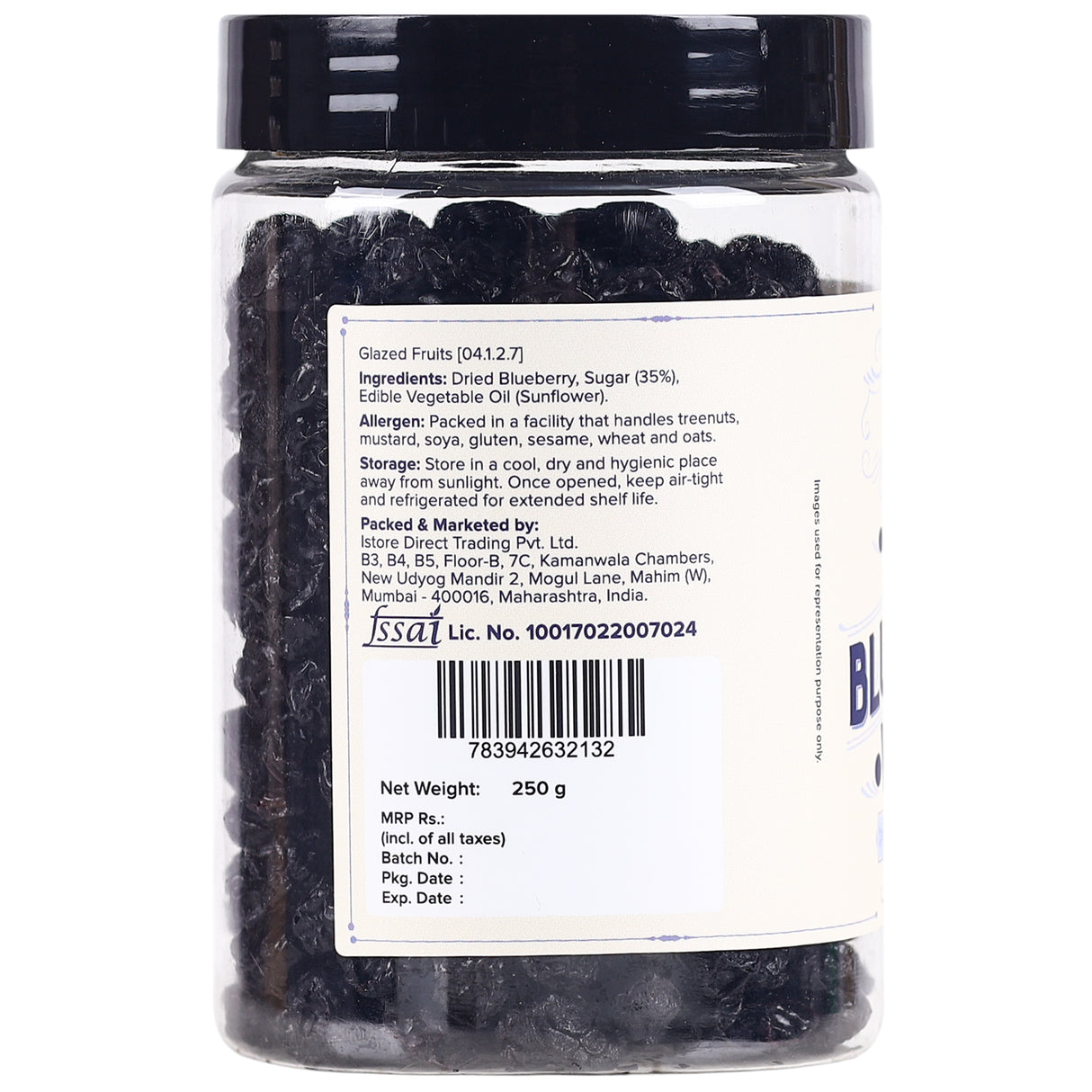 Urban Platter Dried Blueberries, 250g (Sweet & Mildly Tart | Garnish or Add to Fruit Salads, Oatmeals, Mueslis, Trail Mixes, Ice creams, Baked Goods | Product of USA)