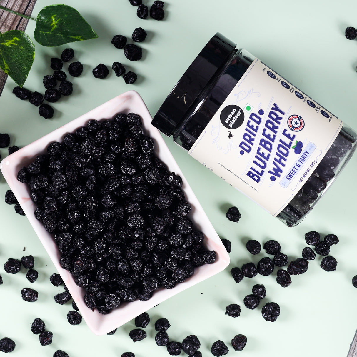 Urban Platter Dried Blueberries, 250g (Sweet & Mildly Tart | Garnish or Add to Fruit Salads, Oatmeals, Mueslis, Trail Mixes, Ice creams, Baked Goods | Product of USA)