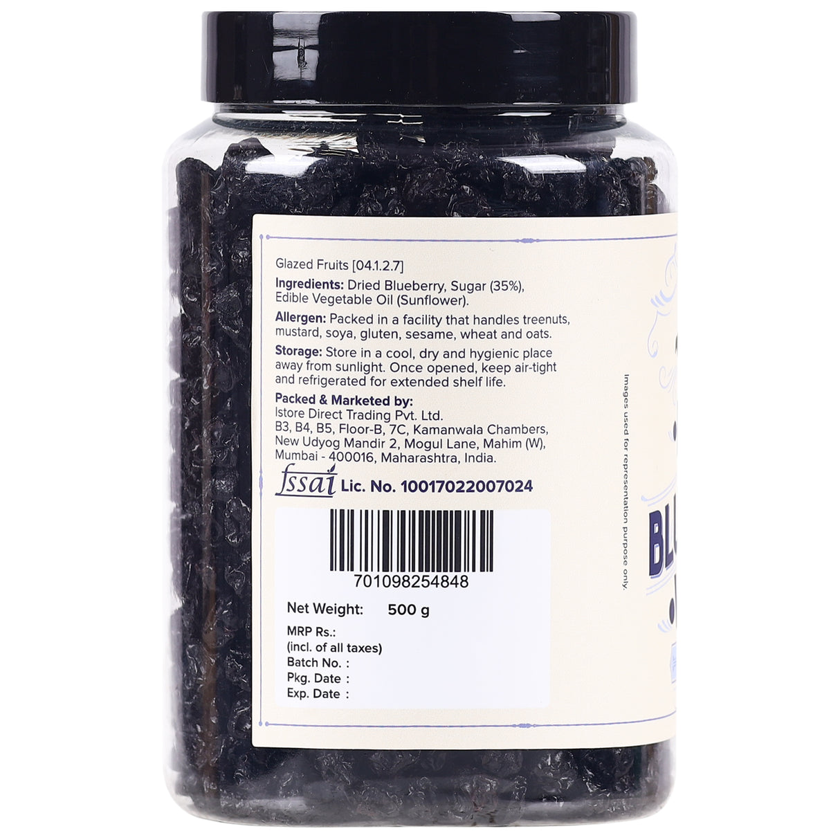 Urban Platter Dried Blueberries, 500g (Sweet & Mildly Tart | Garnish or Add to Fruit Salads, Oatmeals, Mueslis, Trail Mixes, Ice creams, Baked Goods | Product of USA)