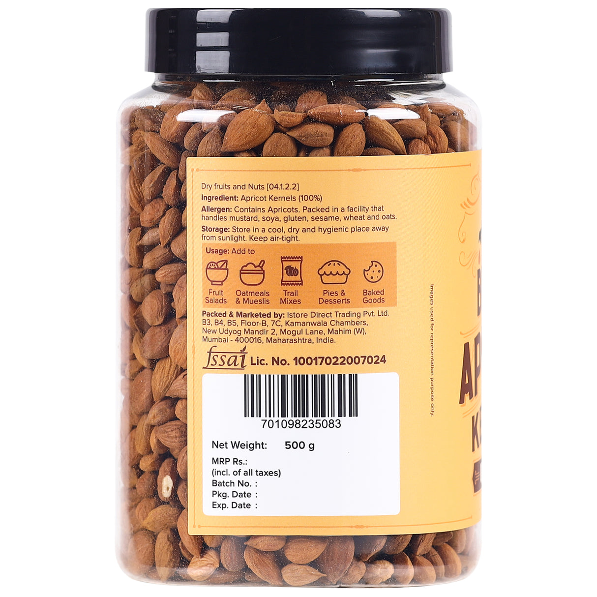 Urban Platter Bitter Apricot Kernels, 500g (Rich in Protein & Fiber, Stored in Refrigeration for Long Lasting Freshness)