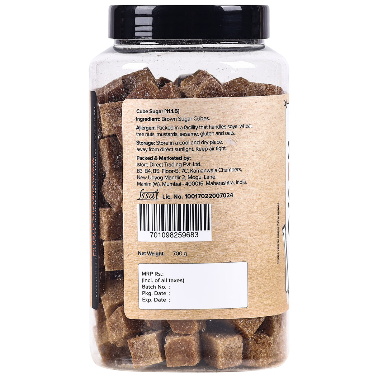 Urban Platter European Style Brown Sugar Cubes, 700g / 25oz [Half Teaspoon Sized Cubes, Rough Cut, Approx 200 Cubes]