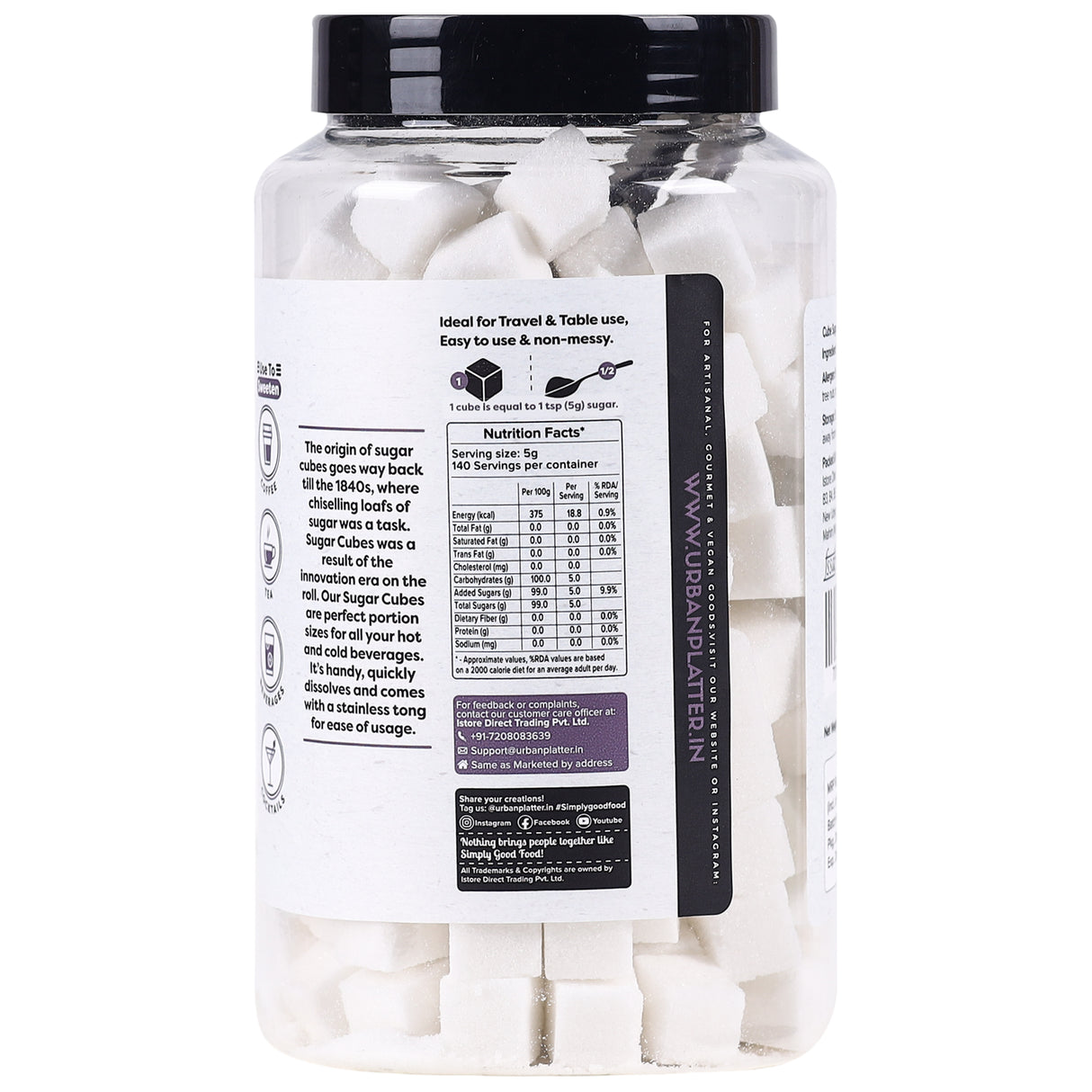 Urban Platter European Style White Sugar Cubes, 700g