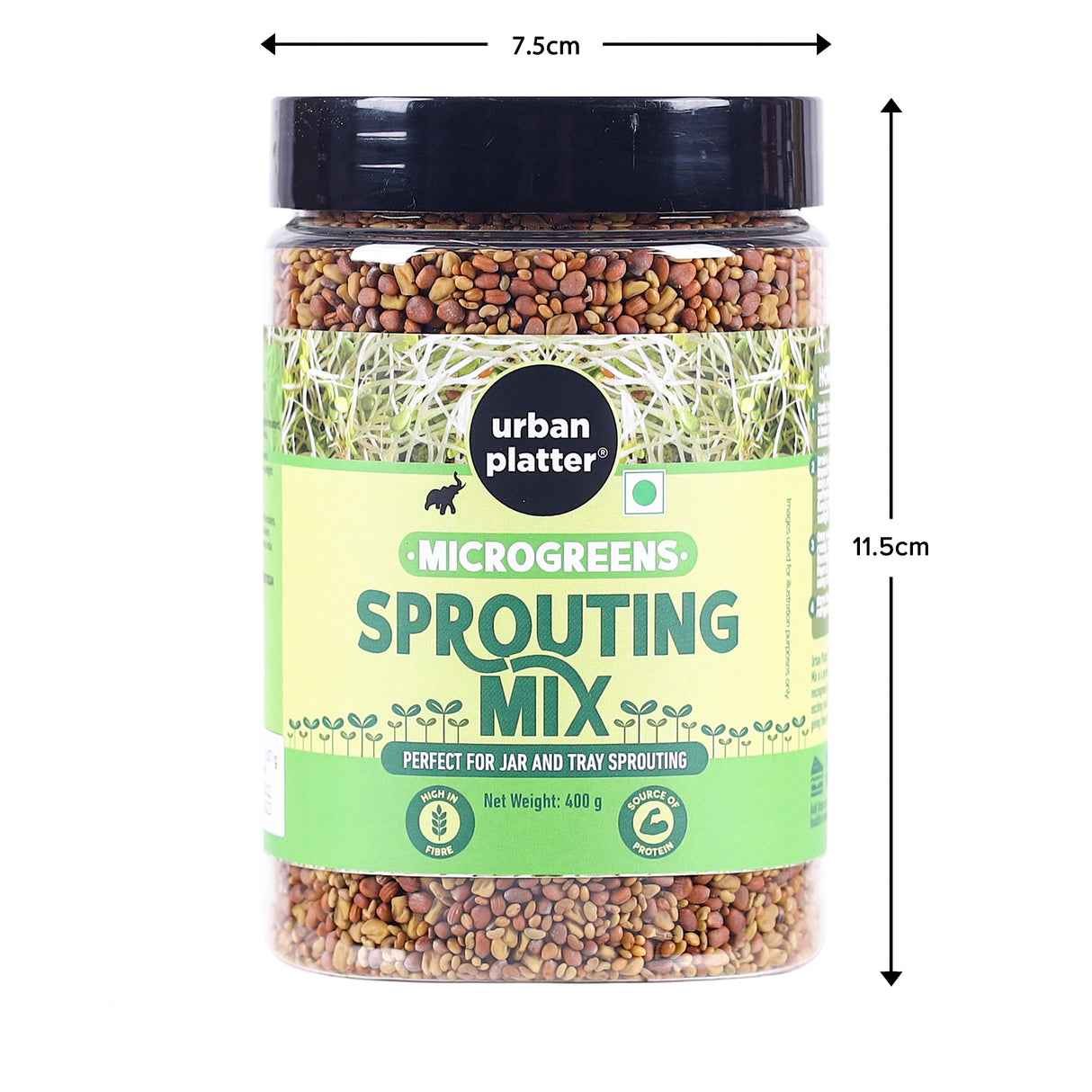 Urban Platter Microgreens Sprouting Mix, 400g / 14oz [Clover, Radish, Fenugreek & Alfalfa Seeds Mix]