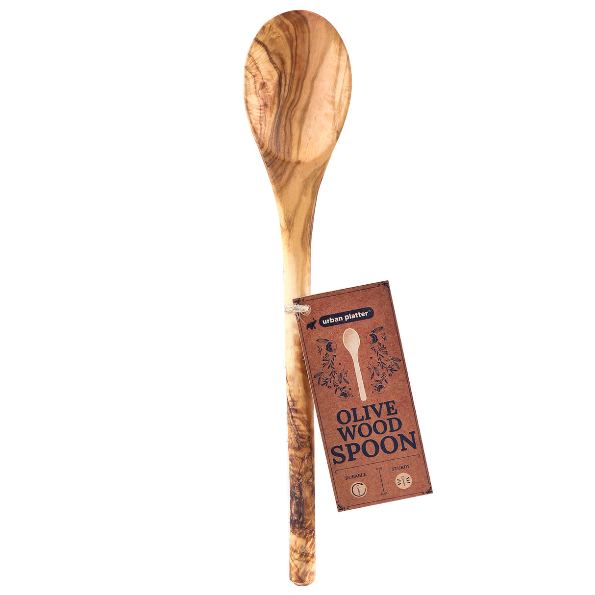 Urban Platter Olive Wood Spoon, 1 Unit (Product of Tunisia, Made from Olive Wood, Durable & Sturdy, Tunisian craftsmanship)