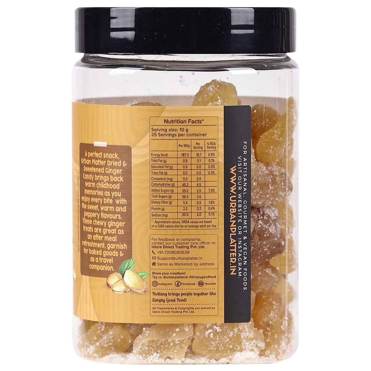 Urban Platter Dried Ginger Candy, 250g (Digestive | Travel-friendly | Helps prevent Nausea)