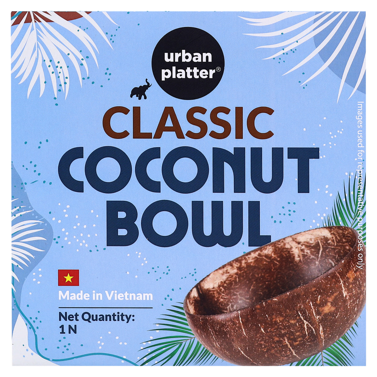 Urban Platter Classic Coconut Bowl, 1 Unit (Made in Vietnam | Light Weight | Jumbo Size | Eco-friendly)