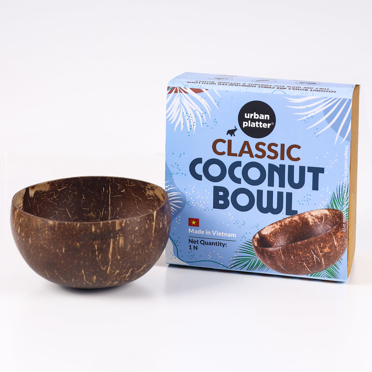 Urban Platter Classic Coconut Bowl, 1 Unit (Made in Vietnam | Light Weight | Jumbo Size | Eco-friendly)