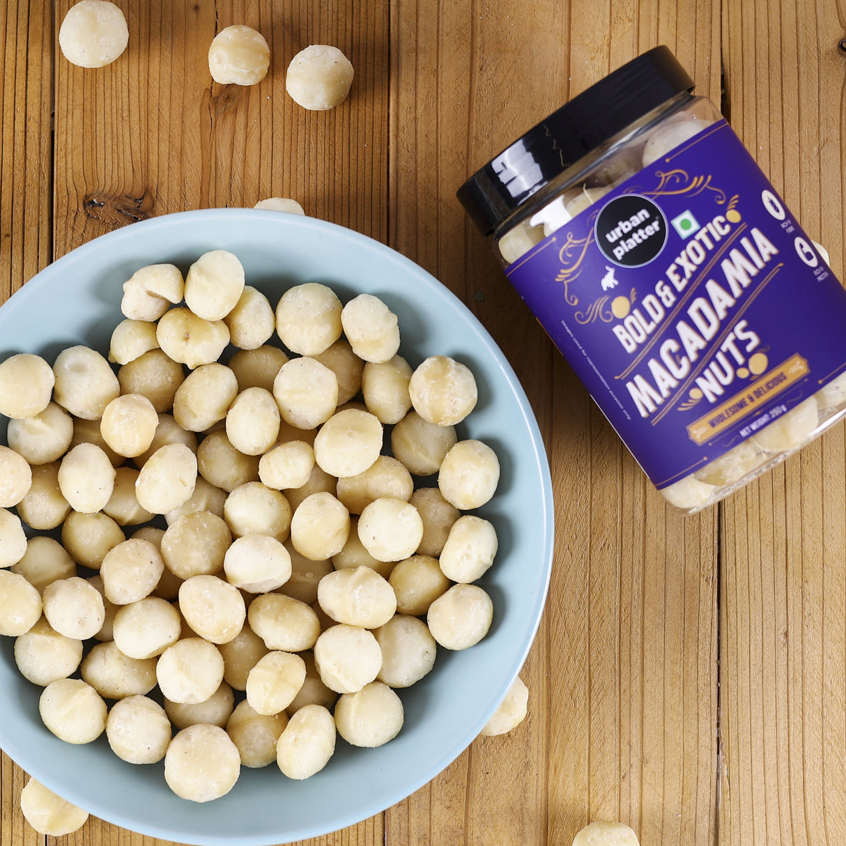 Urban Platter Bold and Exotic Macadamia Nuts, 250g (Grade A, Premium Quality, Crunchy, perfect for guilt-free snacking)