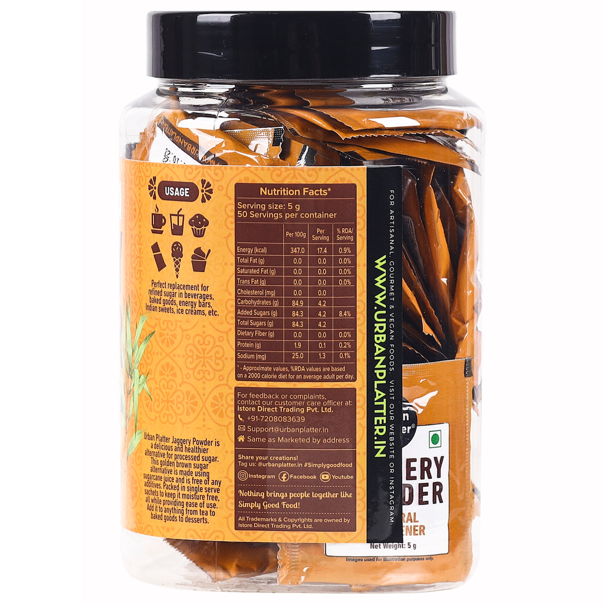 Urban Platter Jaggery Powder Sachets [5 grams Each]