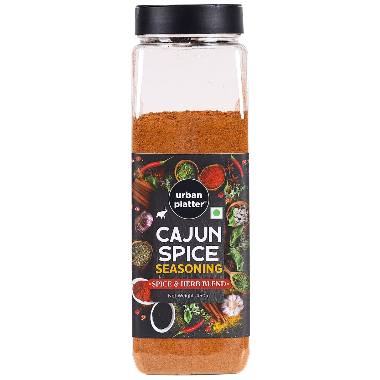 Urban Platter Cajun Spice Seasoning Shaker Jar, 450g [Premium Quality, Perfect for Fries, Appetizers, Proteins and more | Spicy & Herby]