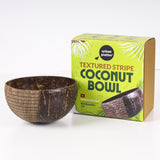 Urban Platter Textured Stripe Coconut Bowl, 1 Unit (Made in Vietnam | Light Weight | Jumbo Size | Eco-friendly)