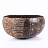 Urban Platter Textured Stripe Coconut Bowl, 1 Unit (Made in Vietnam | Light Weight | Jumbo Size | Eco-friendly)