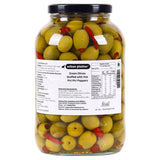 Urban Platter Green Gordal Olives Stuffed with Hot Piri Piri Peppers, 3.8kgs (Product of Spain | Whole Large Size Olives | Firm, Juicy & Spicy | Drained Weight - 2.2kgs)