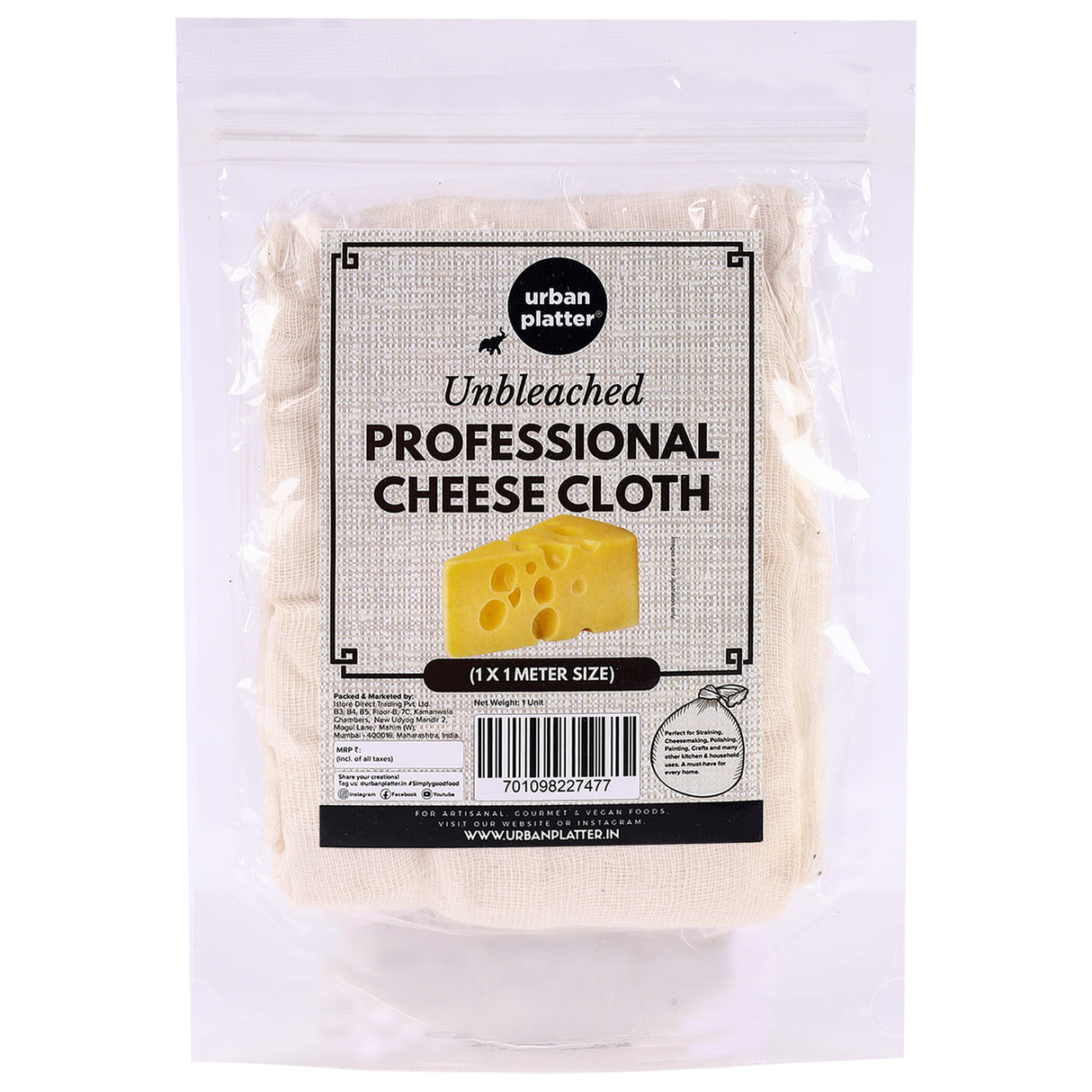 Urban Platter Premium Professional Cheese Making Unbleached Cloth, 1 Pc [1 Mtr X 1 Mtr, 100% Cotton]