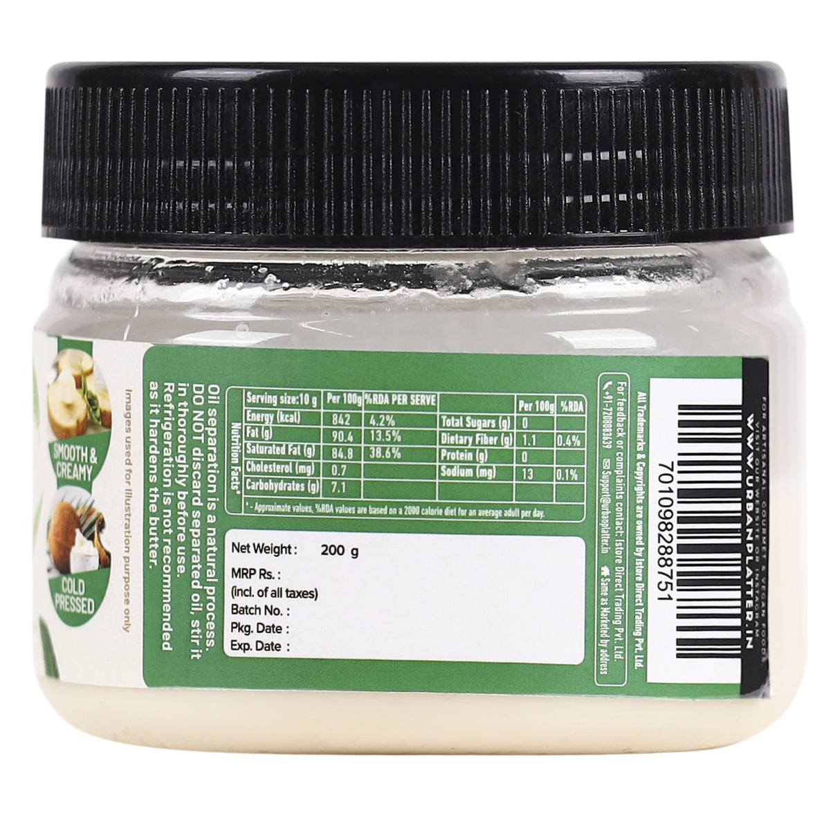 Urban Platter Rich & Creamy Pure Coconut Butter, 200g (Ideal of Cooking, Baking, Spreading, Creamy Spread, 100% Coconut Butter)