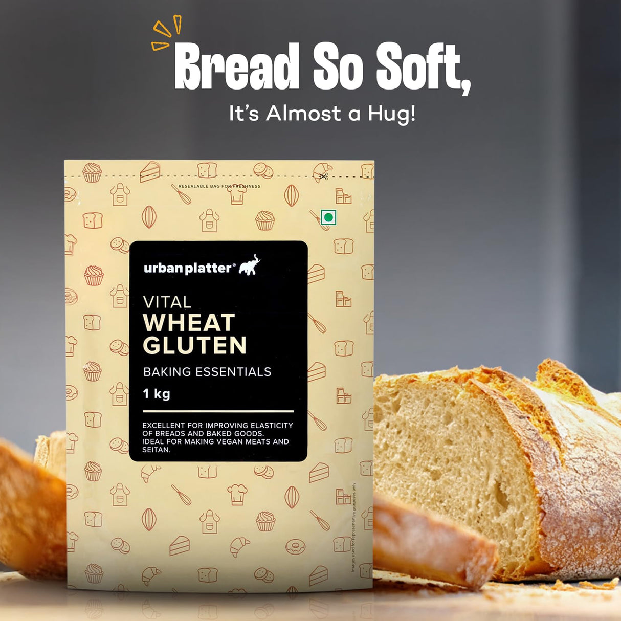 Urban Platter Vital Wheat Gluten, 500g (High-Protein Baking Essential | Key Ingredient for Seitan | Adds Elasticity & Structure | Ideal for Breads)