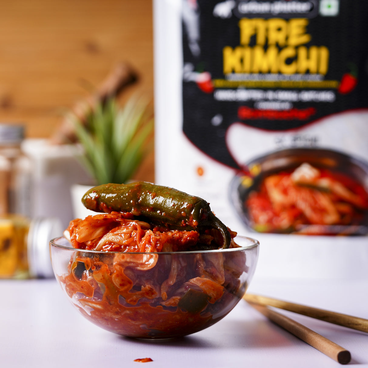 Urban Platter Korean Style Fire Kimchi, 350g [Fermented Napa Cabbage flavoured with Bhut Jolokia| Raw | Powered by Bombucha]