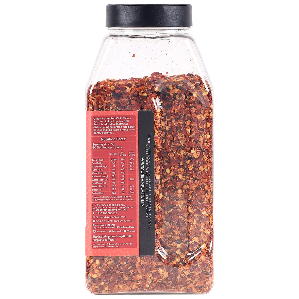 Urban Platter Dried Red Chilli Flakes Shaker Jar, 300g