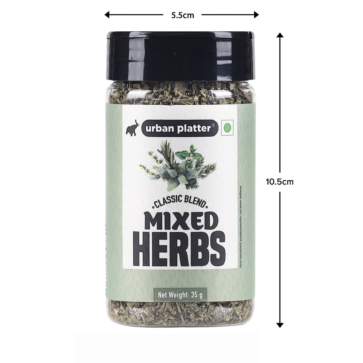 Urban Platter Mixed Herbs Shaker Jar, 35g / 1.2oz [Seasoning Mix of Oregano, Rosemary, Basil, Thyme]