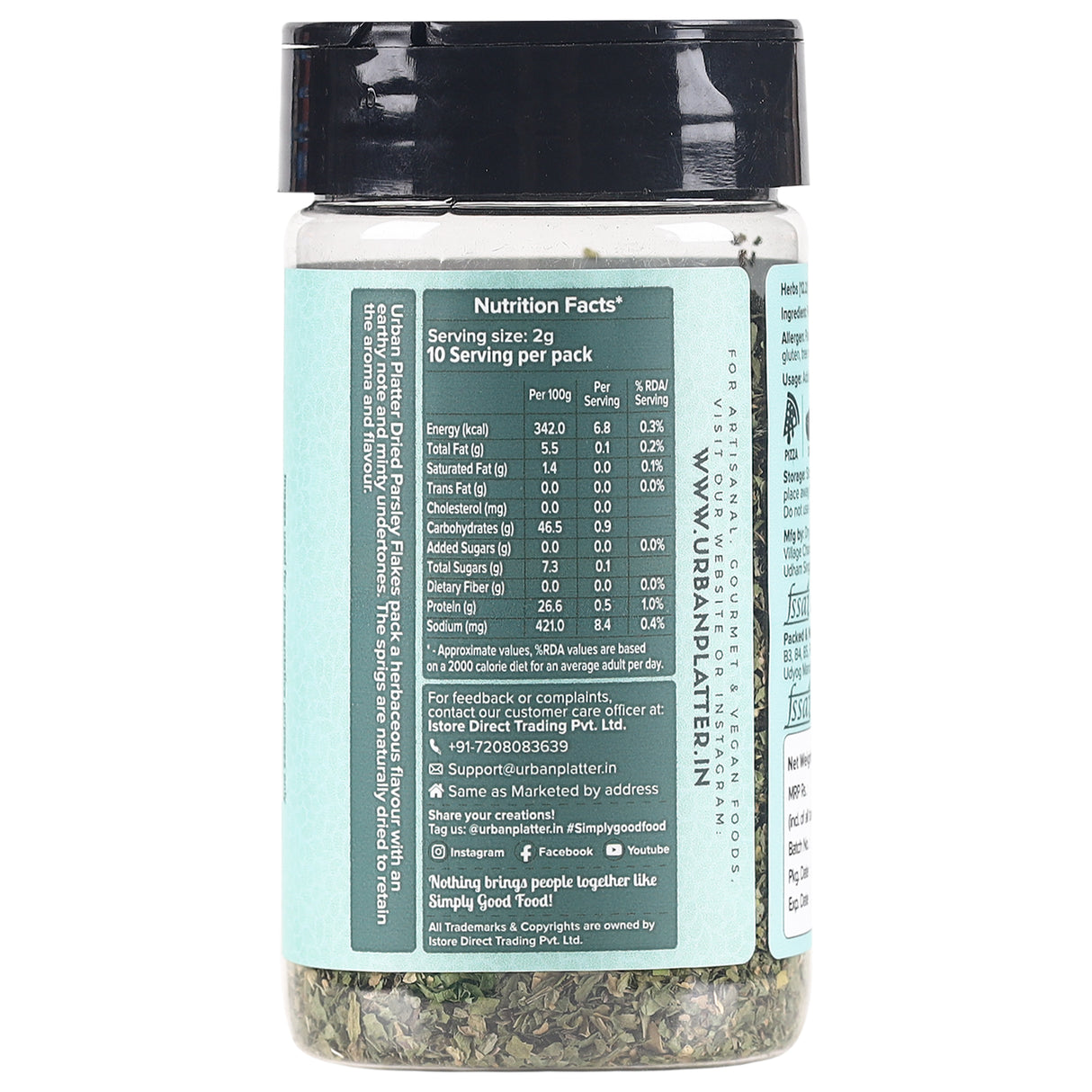 Urban Platter Whole Sun Dried Parsley Flakes Herb, 20g